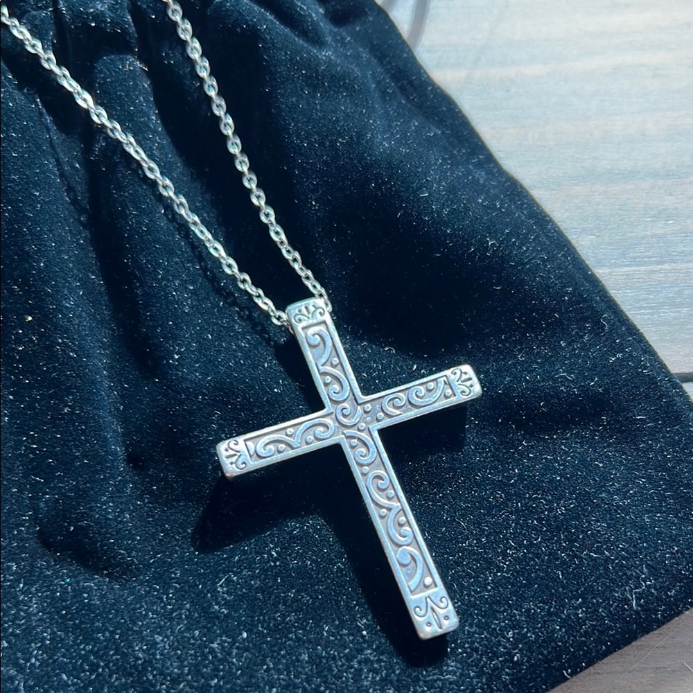 Brighton Silver and Black Pendant Necklace with Cross Design - Picture 4 of 5